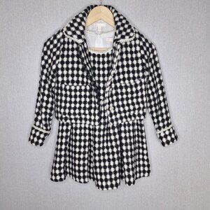 💙 GB Girls Dress Jacket Set Size 7/8 Pearls Tweed Preppy Formal Festive Old Mon